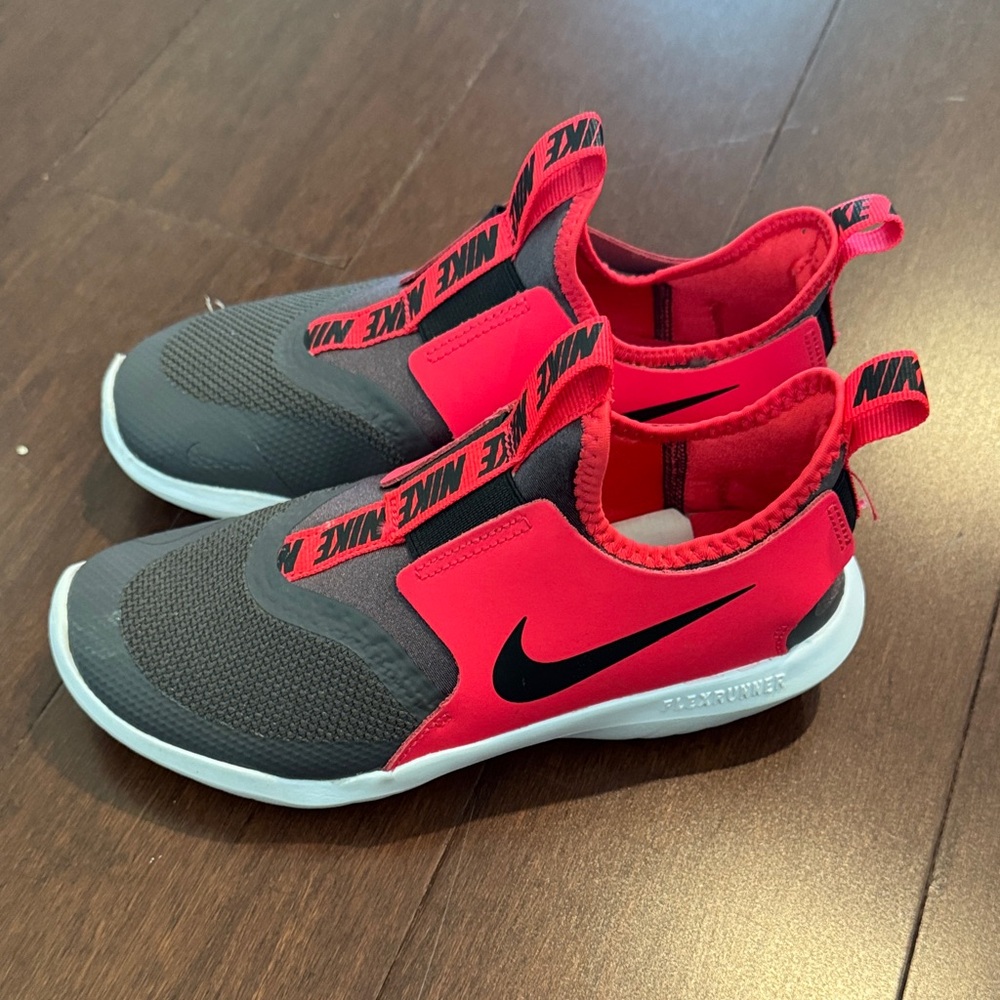 Nike Kids Red and Gray Slip-On Sneakers